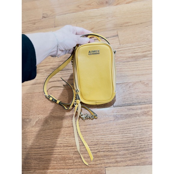 Aimee Kestenberg Handbags - Aimee Kestenberg Yellow Pebbled Leather Crossbody Bag Gold Chain Strap